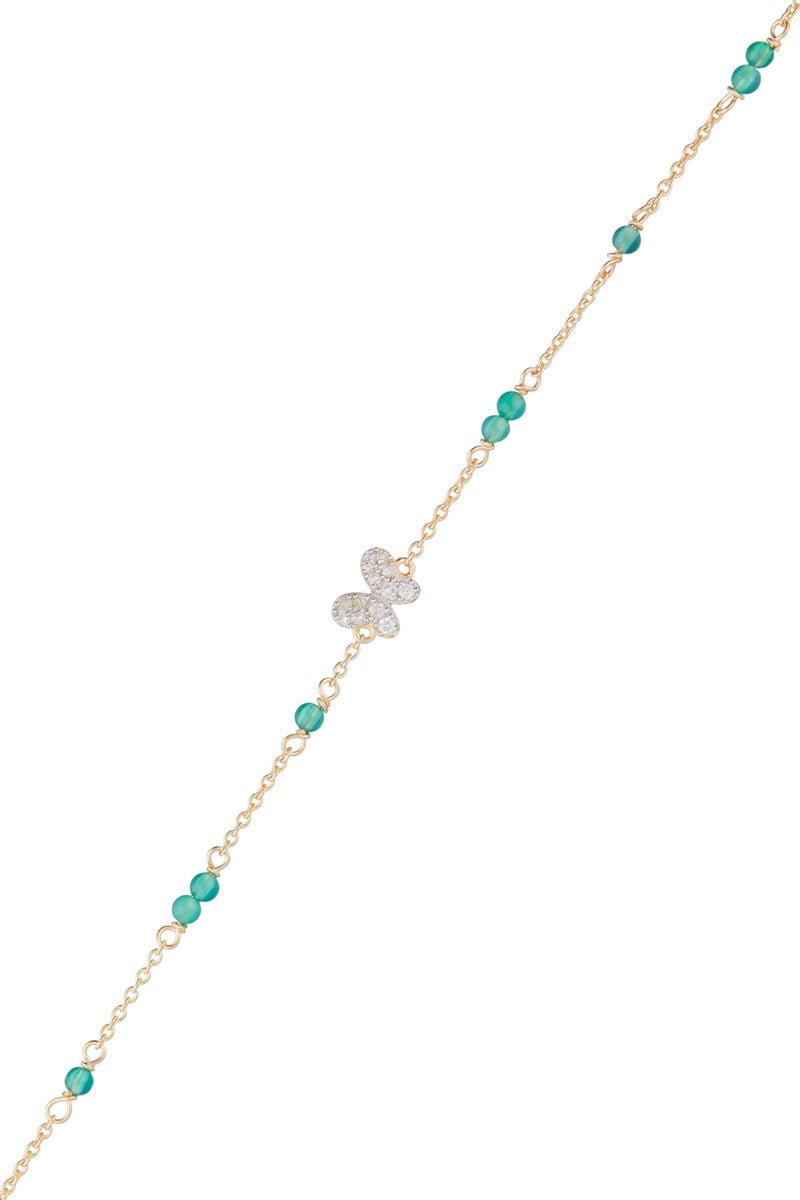 Bracelet "Mantola" D 0,082/12 Agathe Verte 0,8/11 - Or Jaune 375/1000