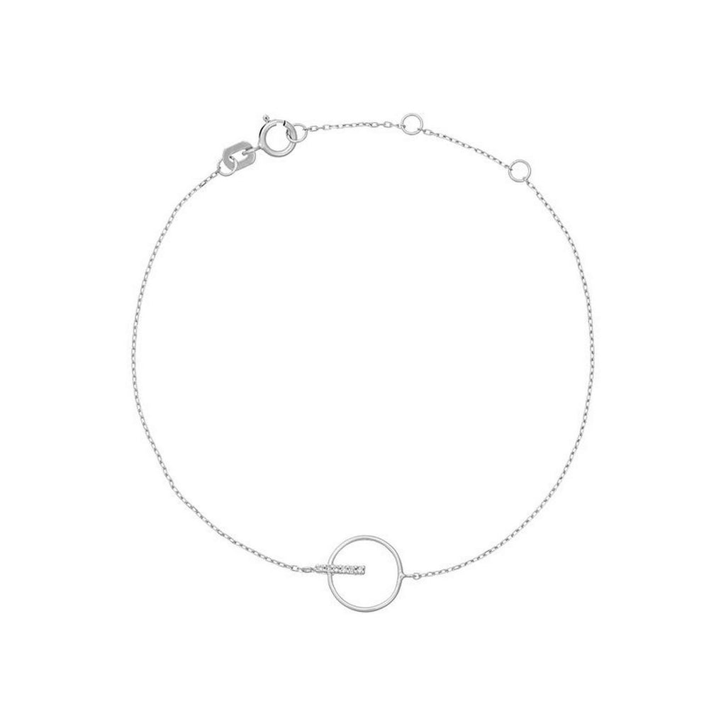 Bracelet "Barette Encerclée" Diamant 0,02Ct/6 - Or Blanc