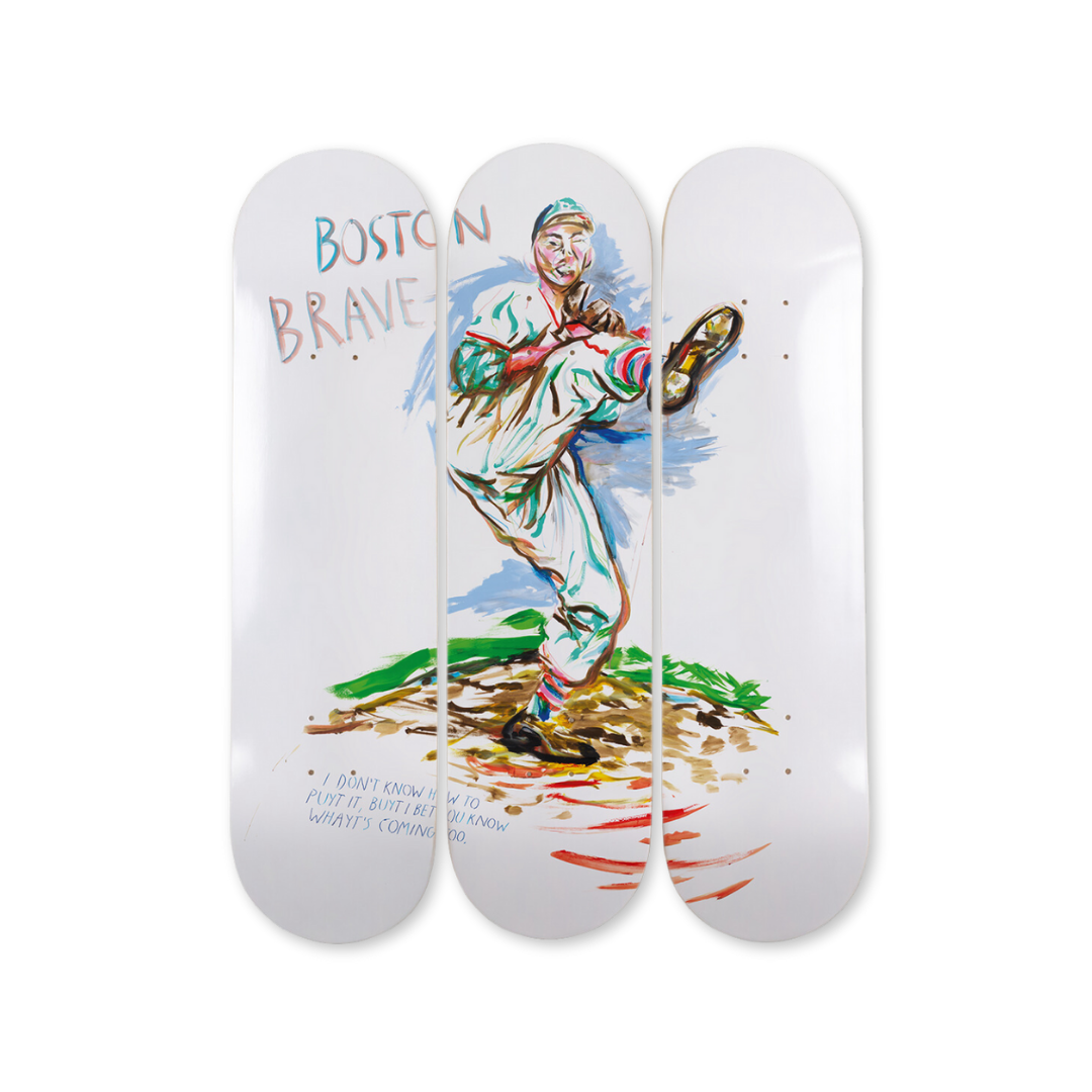 Raymond Pettibon's No Title (Boston brave) 2017  skateboard art by the skateroom