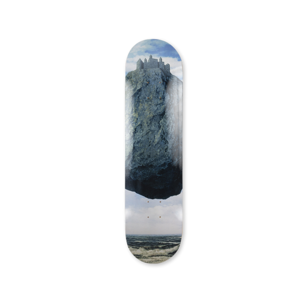 René Magritte's Le château des Pyrénées skateboard art by the skateroom