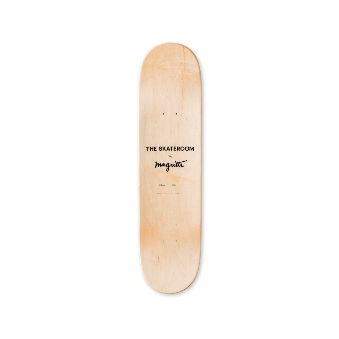 René Magritte's Le château des Pyrénées skateboard art by the skateroom