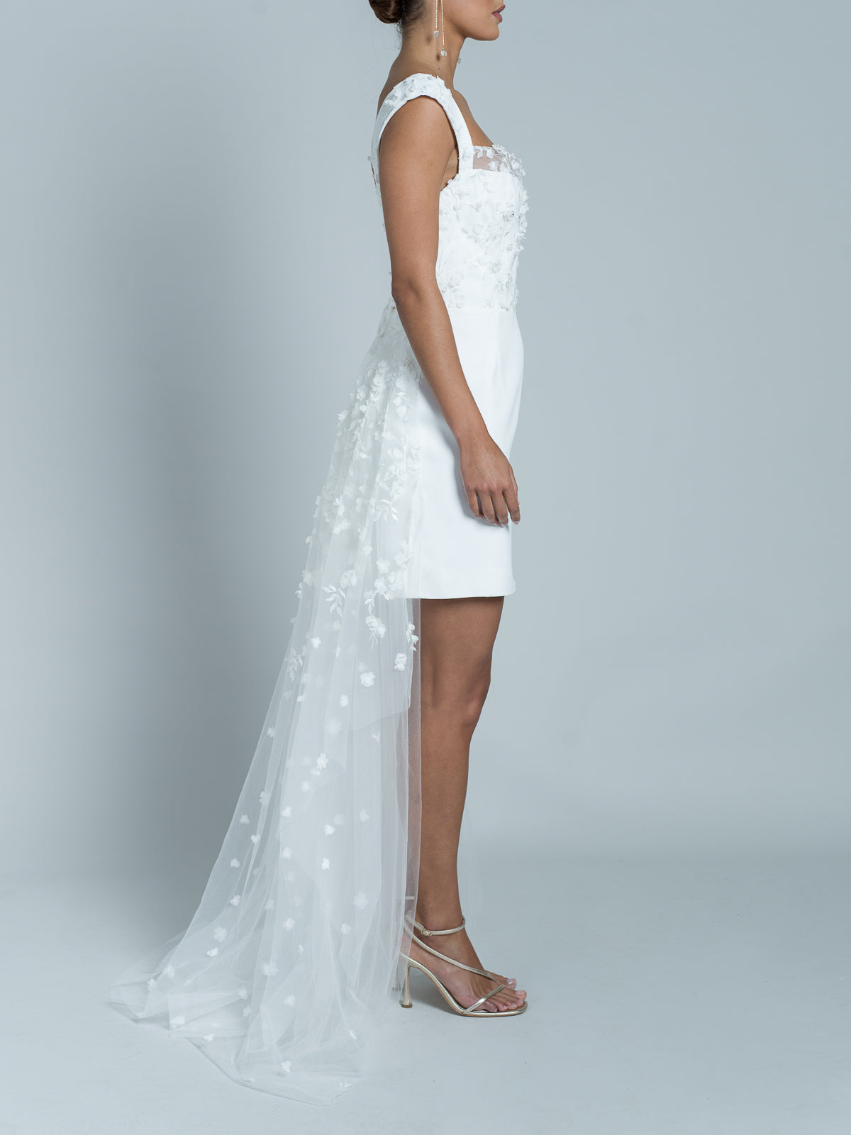 Robe Courte Avec Traine Oshun - Blanc