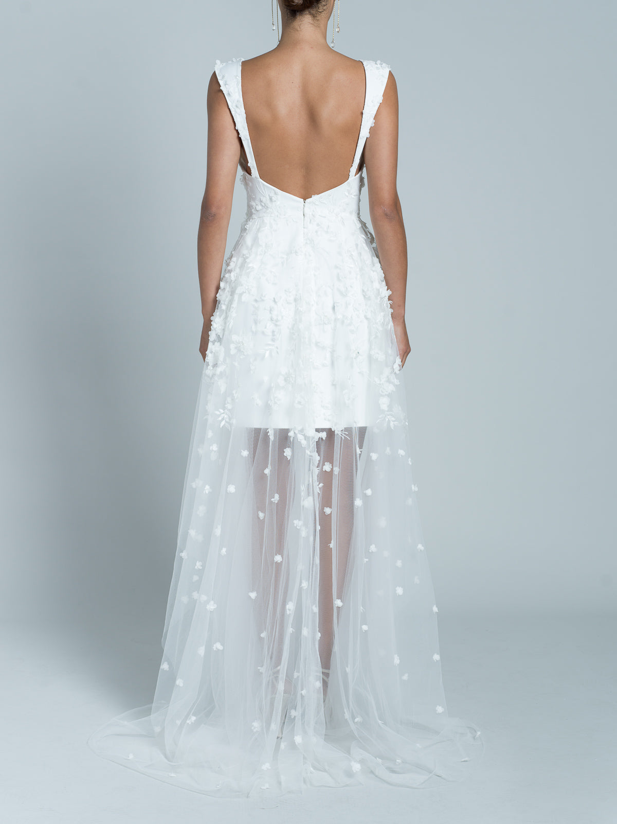 Robe Courte Avec Traine Oshun - Blanc