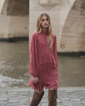 Robe Courte Fluide À Volant Blush Sahelle