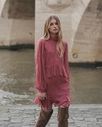 Robe Courte Fluide À Volant Blush Sahelle