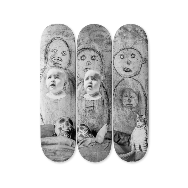 Roger Fallen Beginning and Ending skateboard art by the skateroom