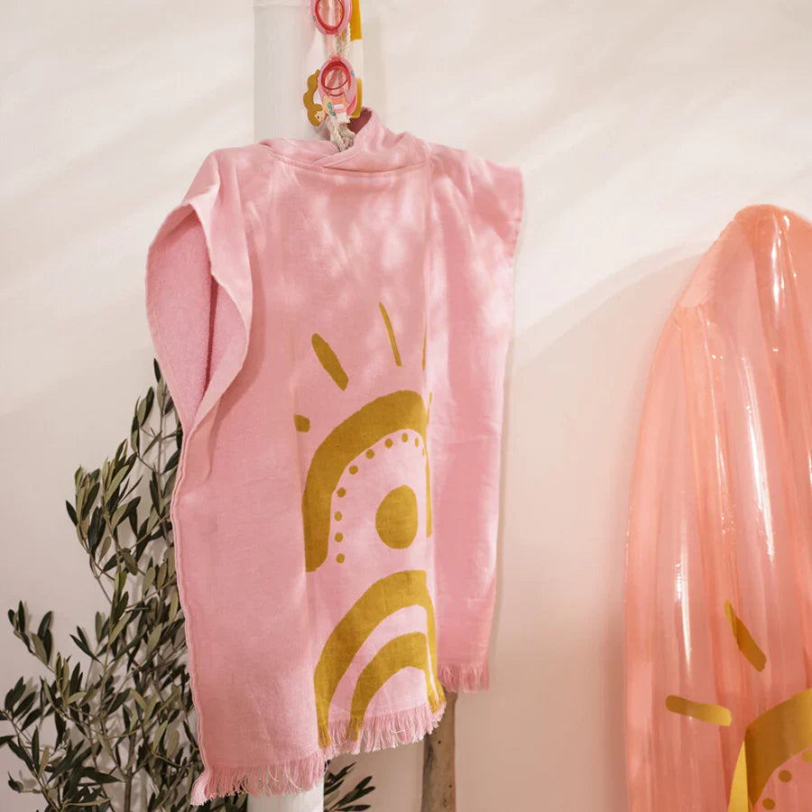 Poncho De Plage Desert Palms - Rose Poudré - Enfants