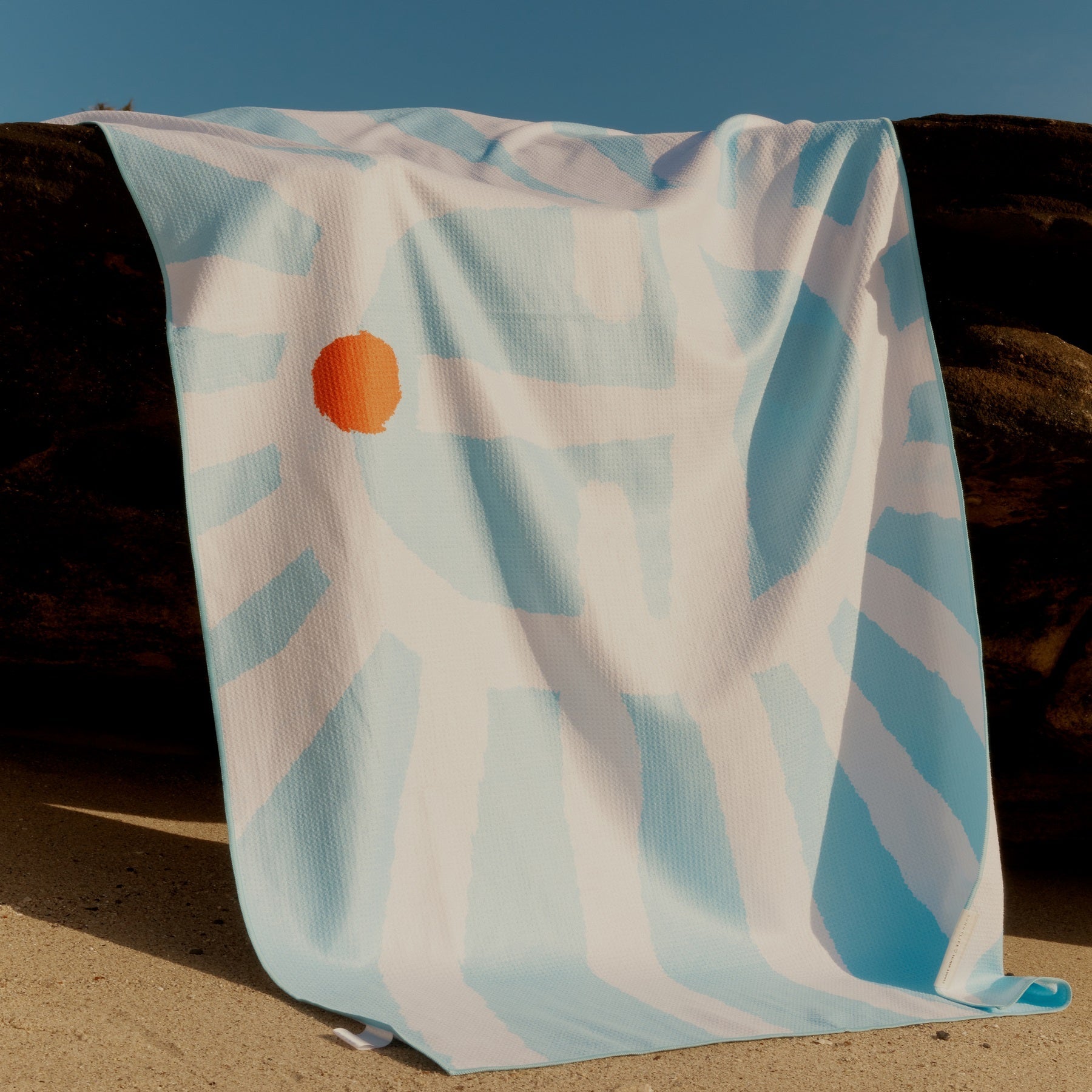 Serviette Microfibre Sun Face - Imprimé Bleu Et Blanc