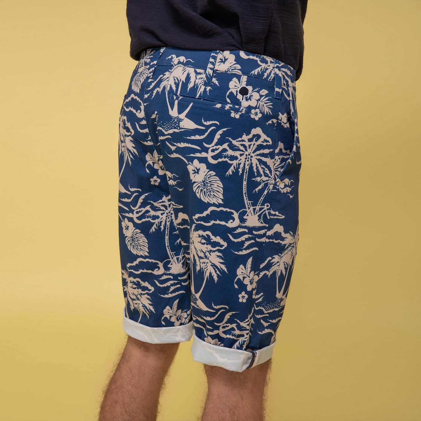 Short Saulieu Cotton - Bleu/Ecru - Homme