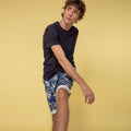Short Saulieu Cotton - Bleu/Ecru - Homme