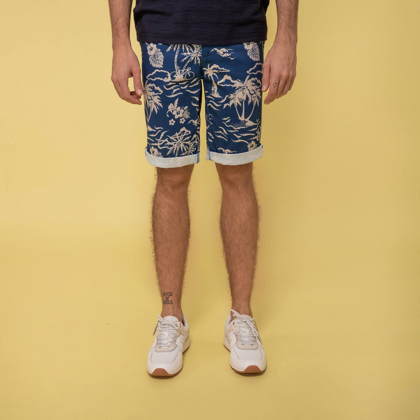 Short Saulieu Cotton - Bleu/Ecru - Homme
