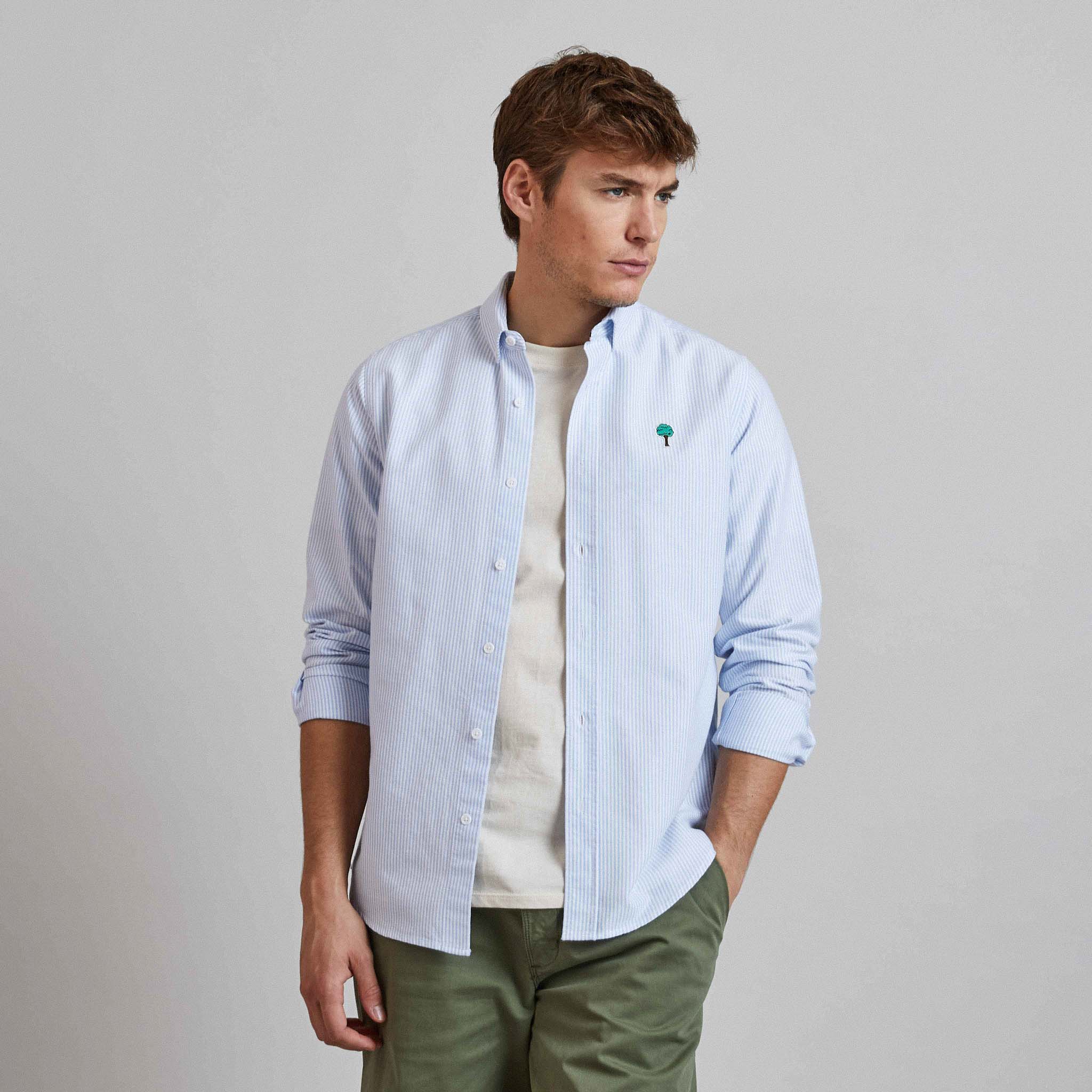 Chemise Rayée Blanche & Bleue Ivoy - Homme