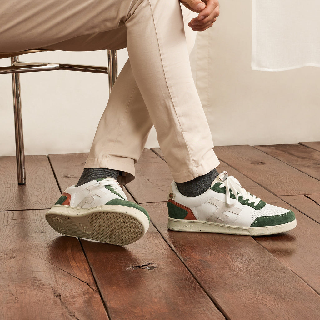 Baskets Blanches & Kaki Hazel - Mixte