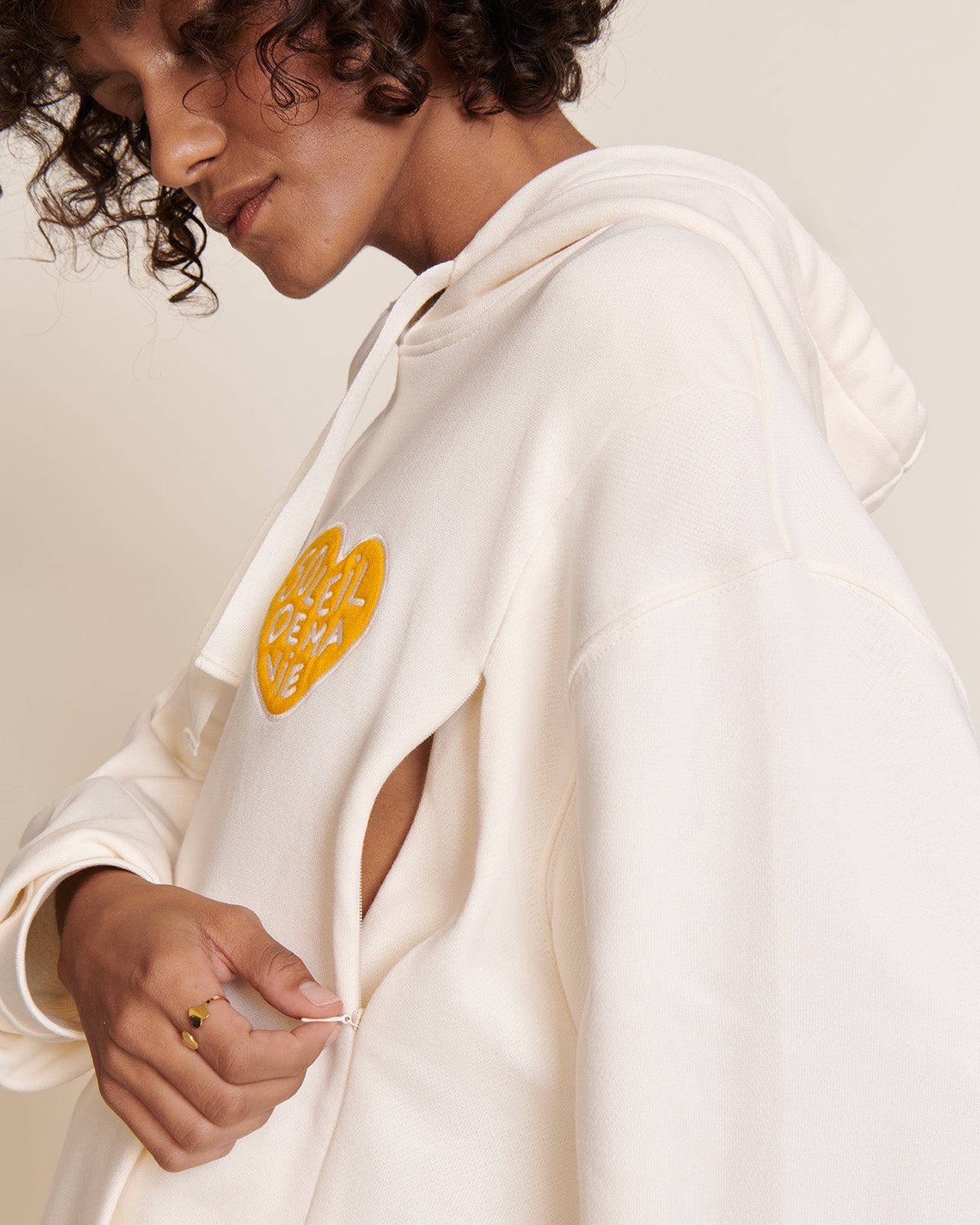Le Hoodie D'Allaitement Soleil De Ma Vie En Coton Bio - Crème