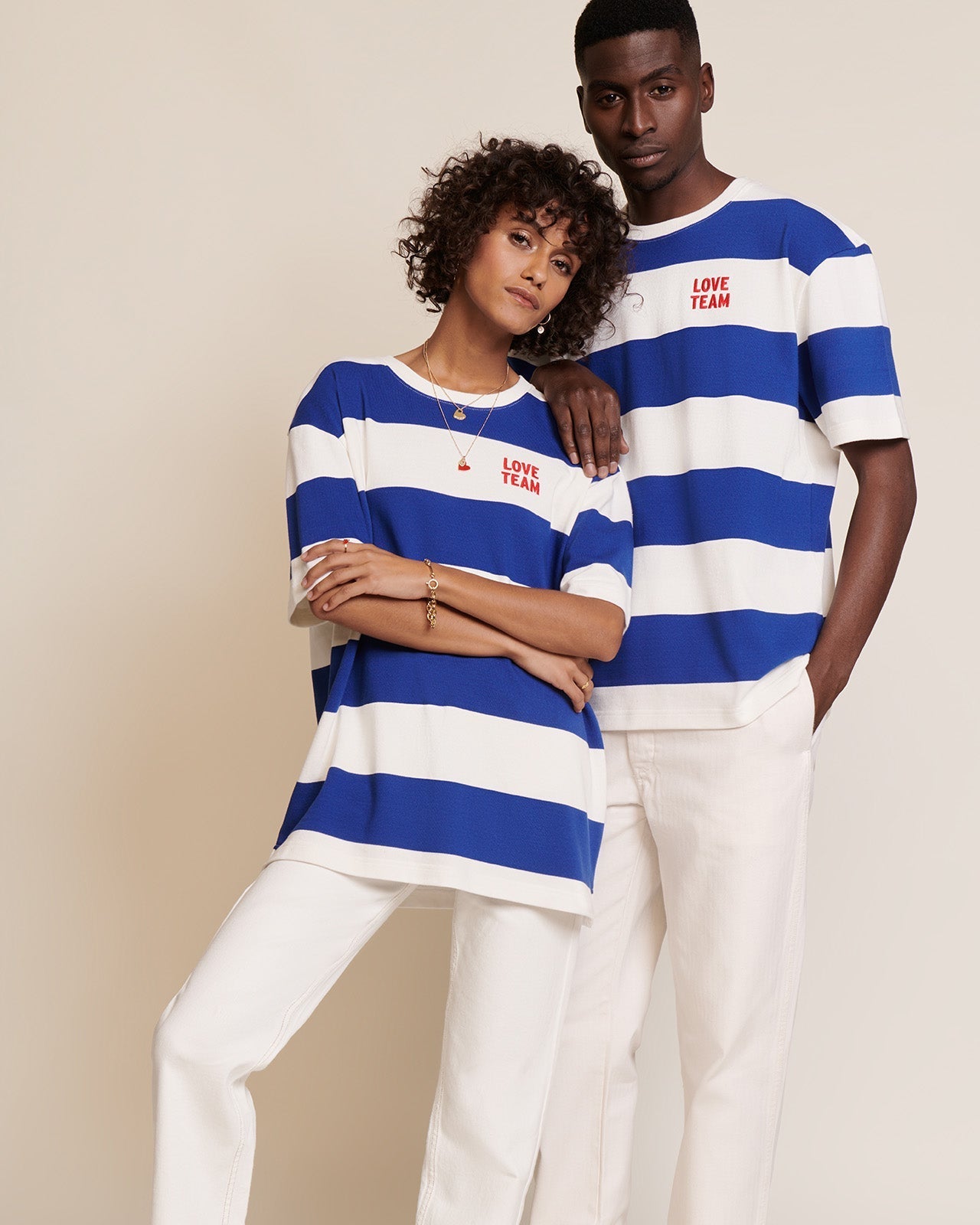 La Marinière Unisexe Love Team En Coton Bio - Bleu