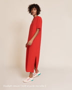 La Robe Roxane En Lyocell Côtelé - Rouge