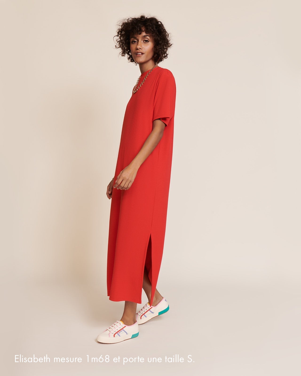 La Robe Roxane En Lyocell Côtelé - Rouge