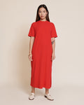 La Robe Roxane En Lyocell Côtelé - Rouge