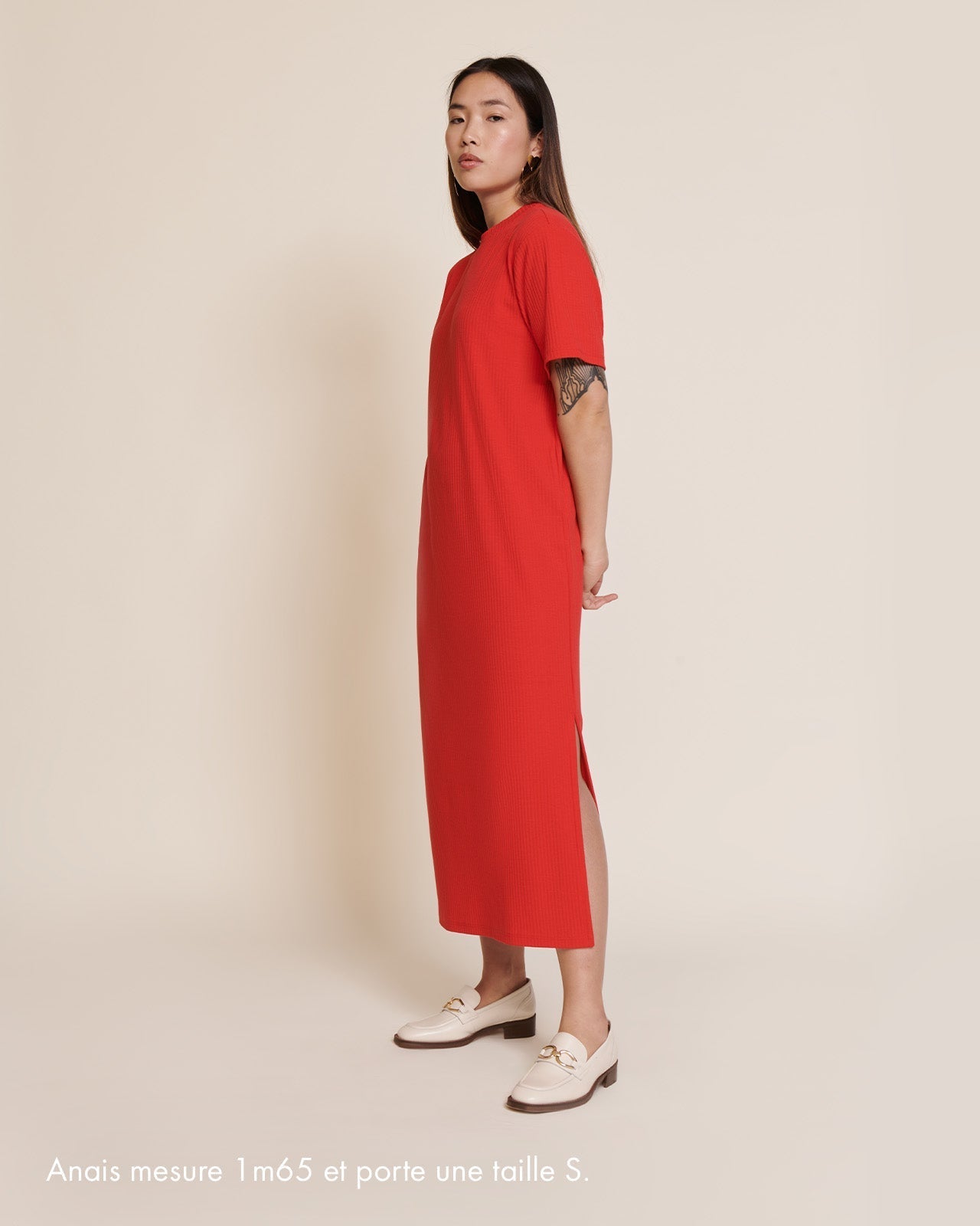 La Robe Roxane En Lyocell Côtelé - Rouge