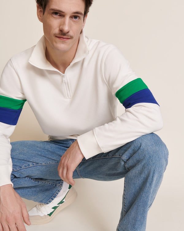 Le Sweat Stanny En Coton Bio Et Col Zippé - Blanc