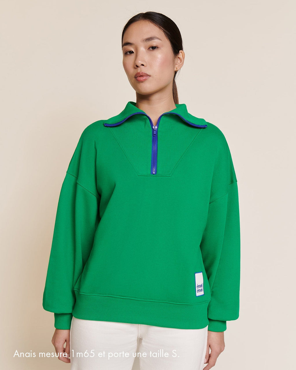 Le Sweat Sunny En Coton Bio Et Col Zippé - Vert