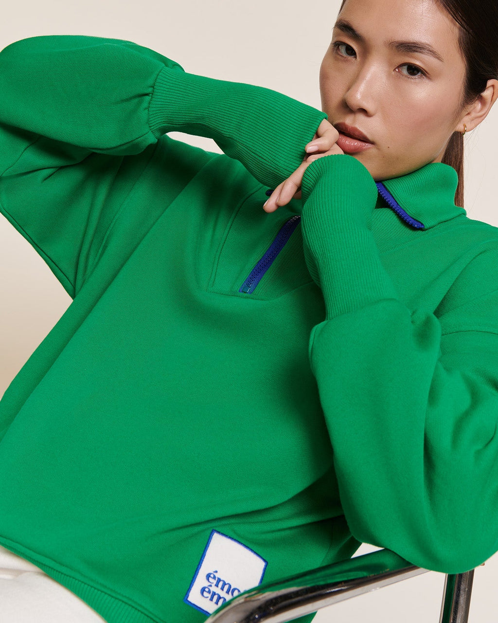 Le Sweat Sunny En Coton Bio Et Col Zippé - Vert