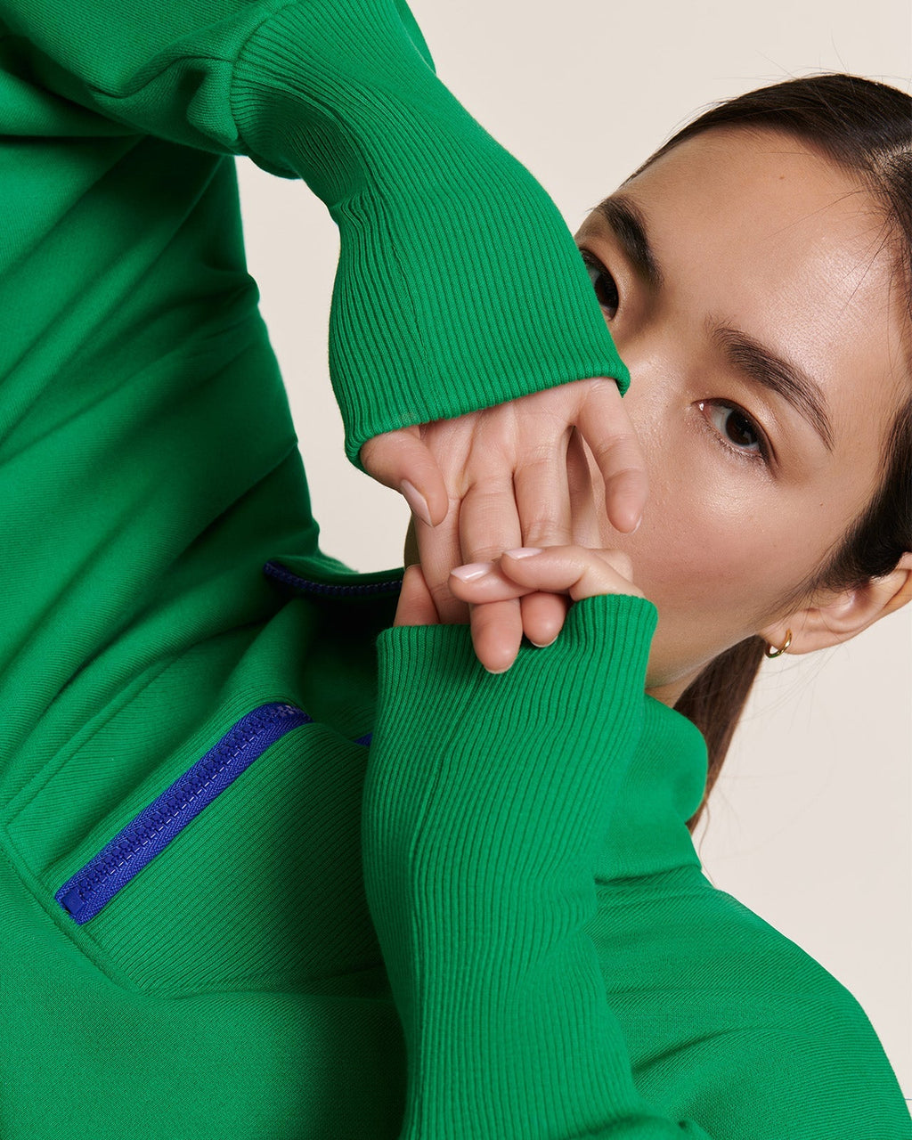 Le Sweat Sunny En Coton Bio Et Col Zippé - Vert