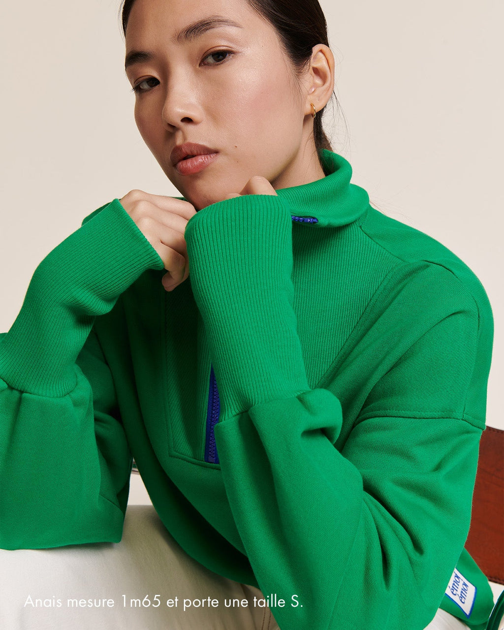 Le Sweat Sunny En Coton Bio Et Col Zippé - Vert
