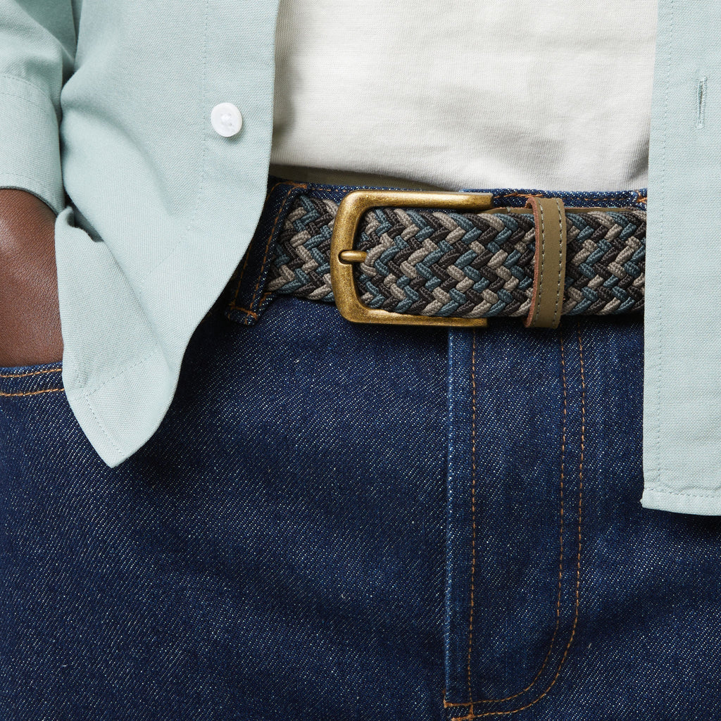 Ceinture Tressee Bleu Clair & Beige Classic Belt - Homme