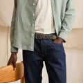 Ceinture Tressee Bleu Clair & Beige Classic Belt - Homme