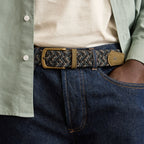 Ceinture Tressee Bleu Clair & Beige Classic Belt - Homme