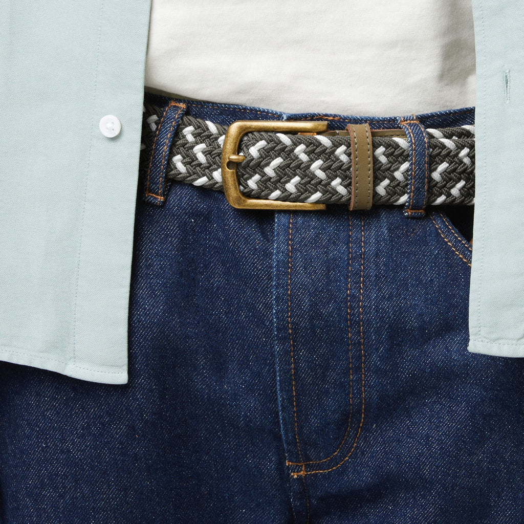 Ceinture Tressee Kaki & Écrue Classic Belt - Homme