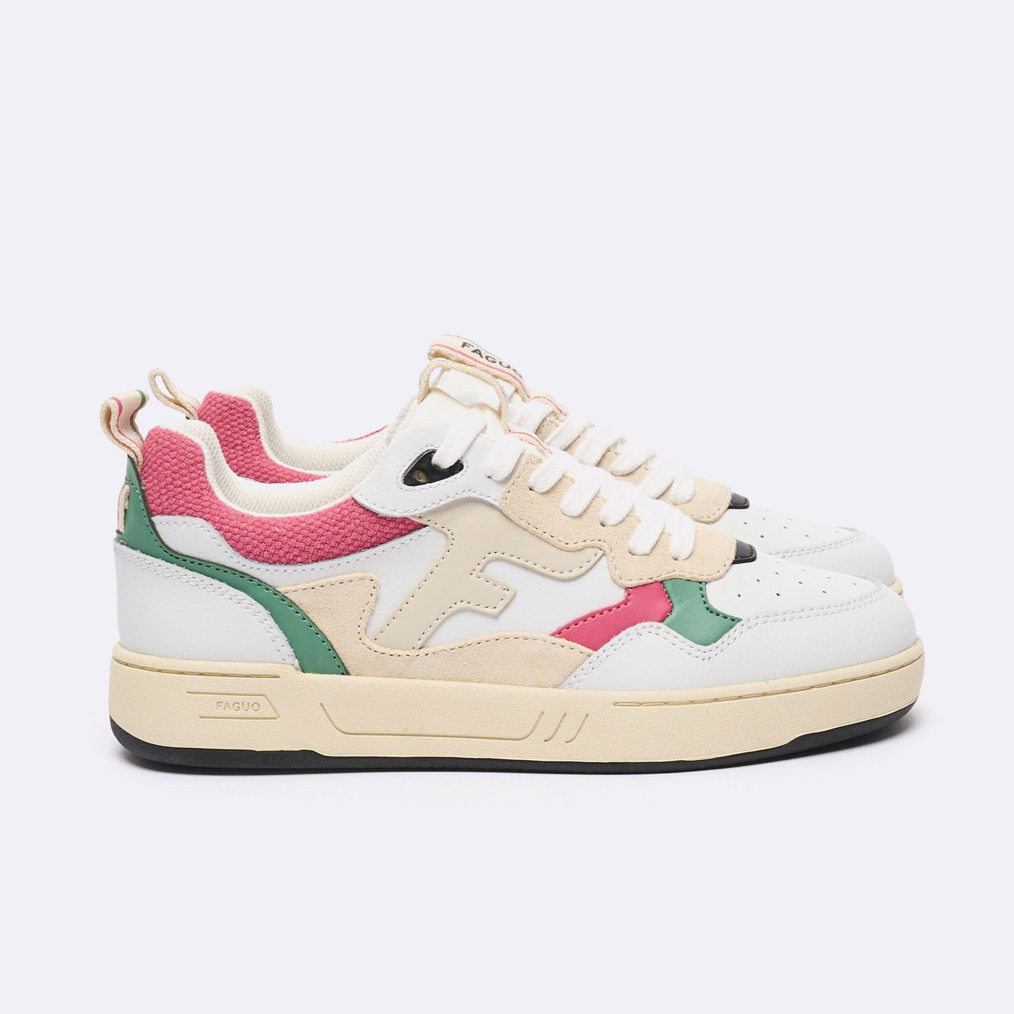 Baskets Basses Blanches, Vertes & Roses Dahlia - Femme