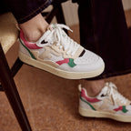Baskets Basses Blanches, Vertes & Roses Dahlia - Femme
