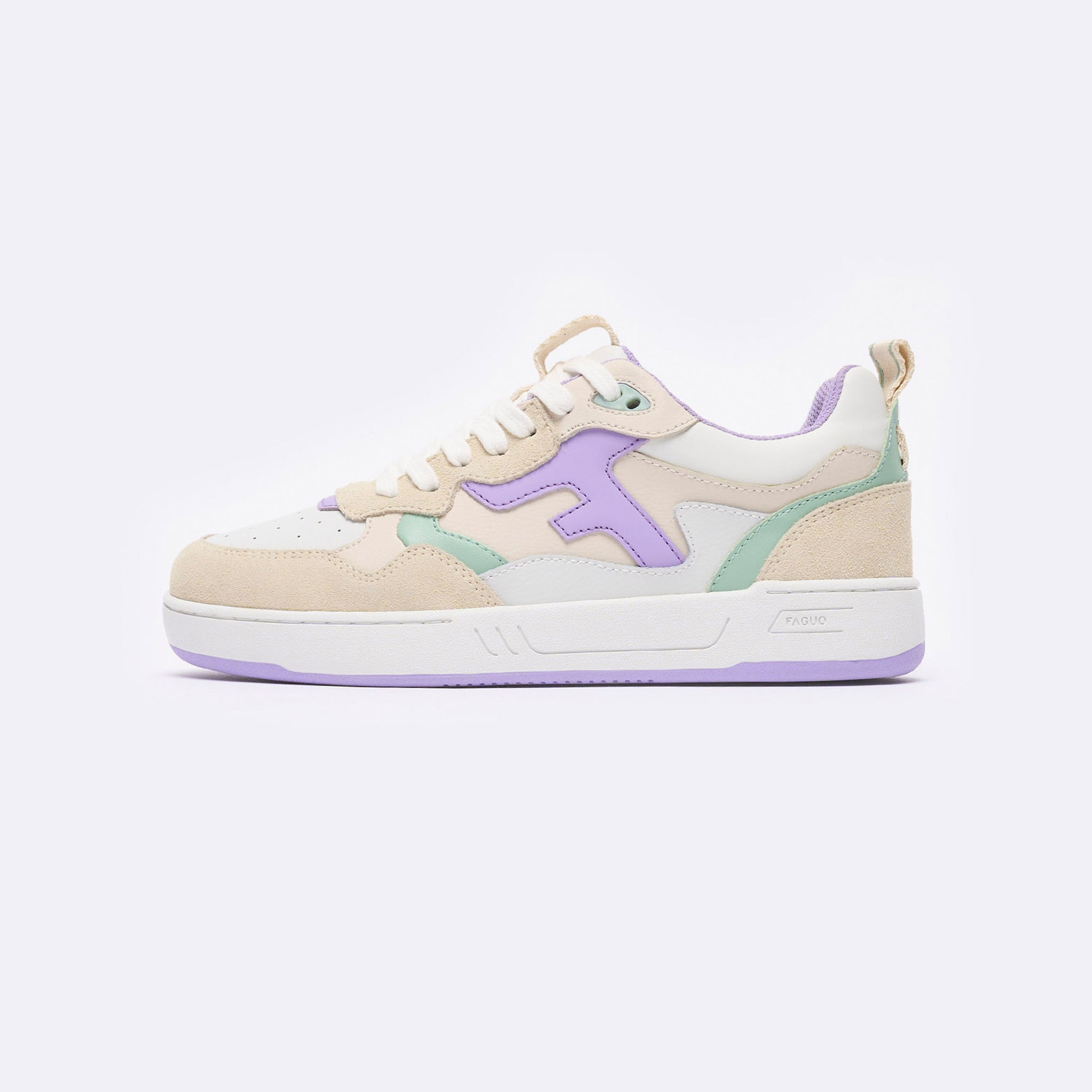 Baskets Basses Blanches & Violet Clair Dahlia - Femme