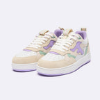 Baskets Basses Blanches & Violet Clair Dahlia - Femme