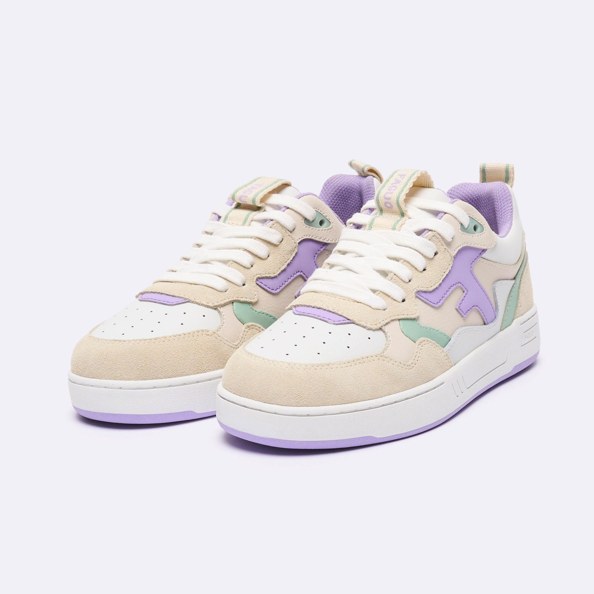 Baskets Basses Blanches & Violet Clair Dahlia - Femme
