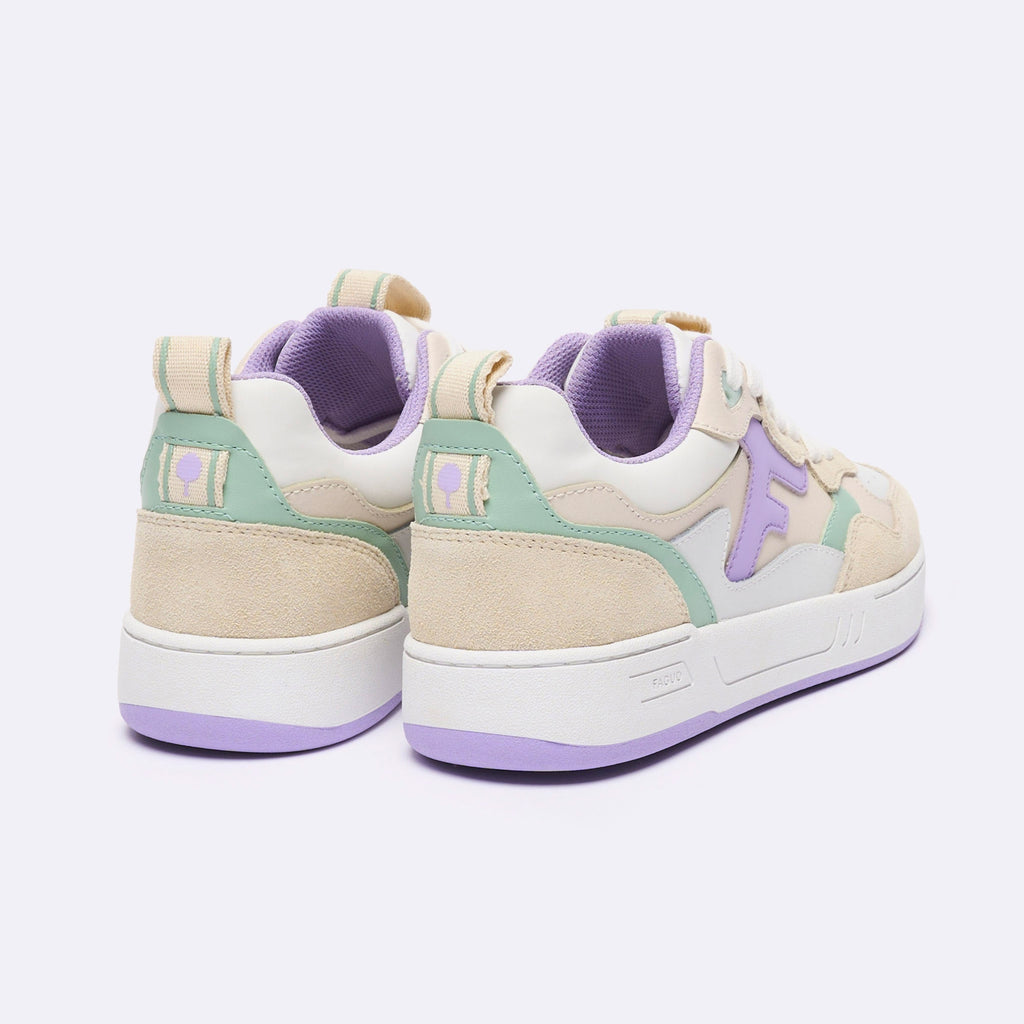 Baskets Basses Blanches & Violet Clair Dahlia - Femme