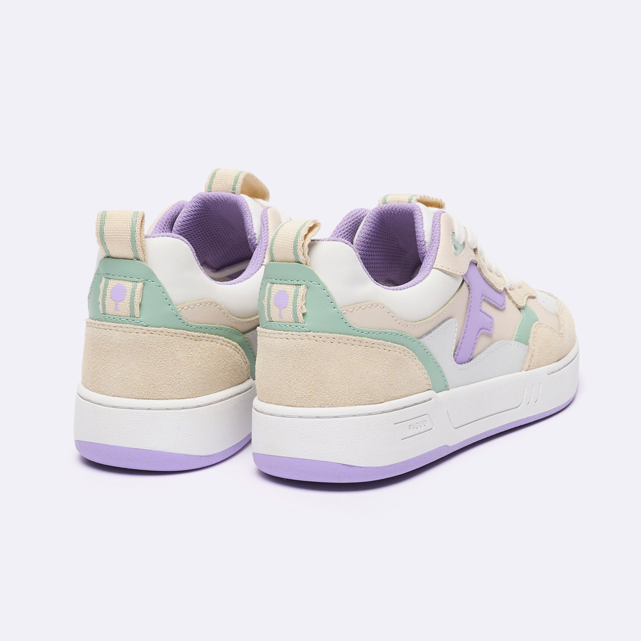 Baskets Basses Blanches & Violet Clair Dahlia - Femme