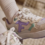 Baskets Basses Blanches & Violet Clair Dahlia - Femme