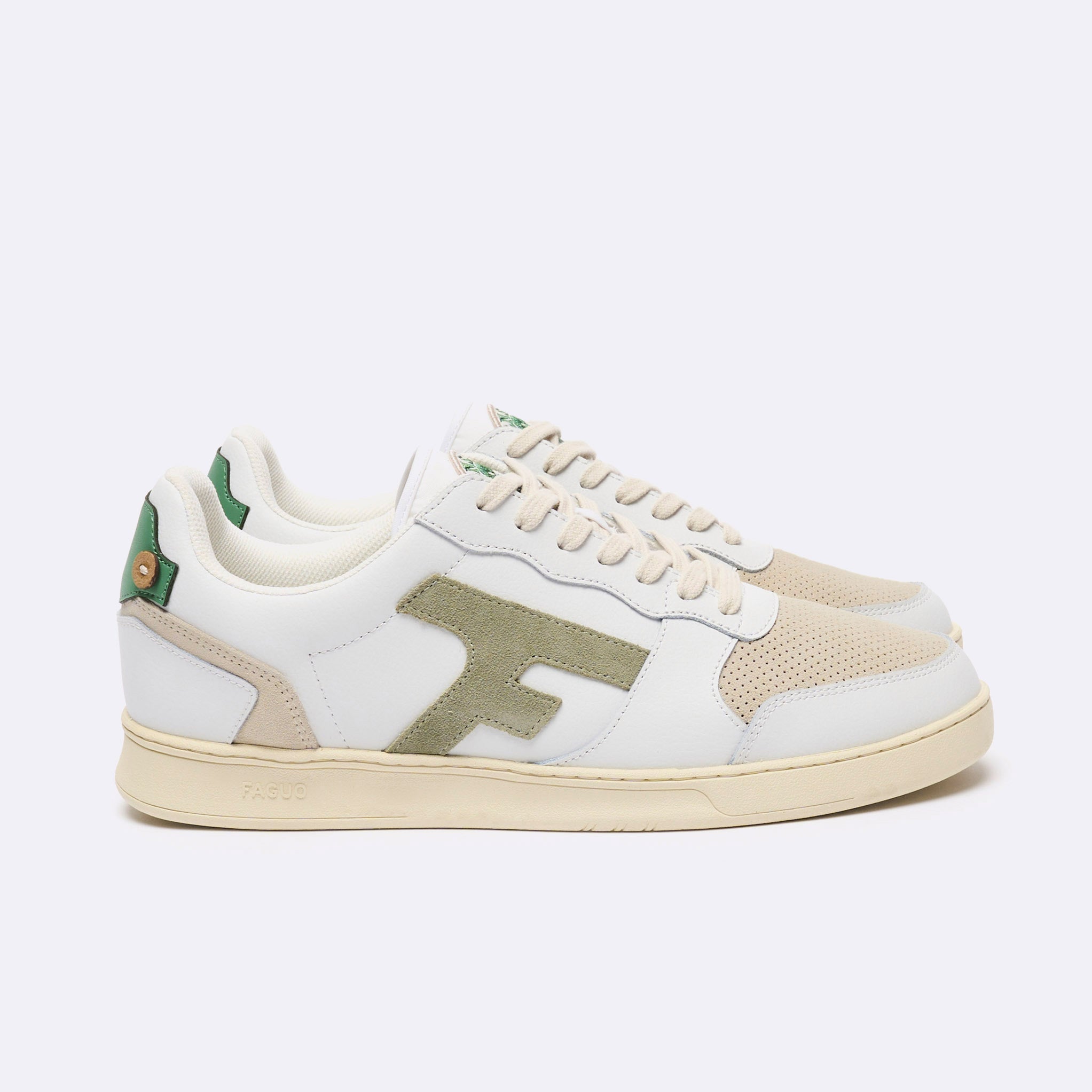 Baskets Basses Blanches & Kaki Clair Hazel - Homme