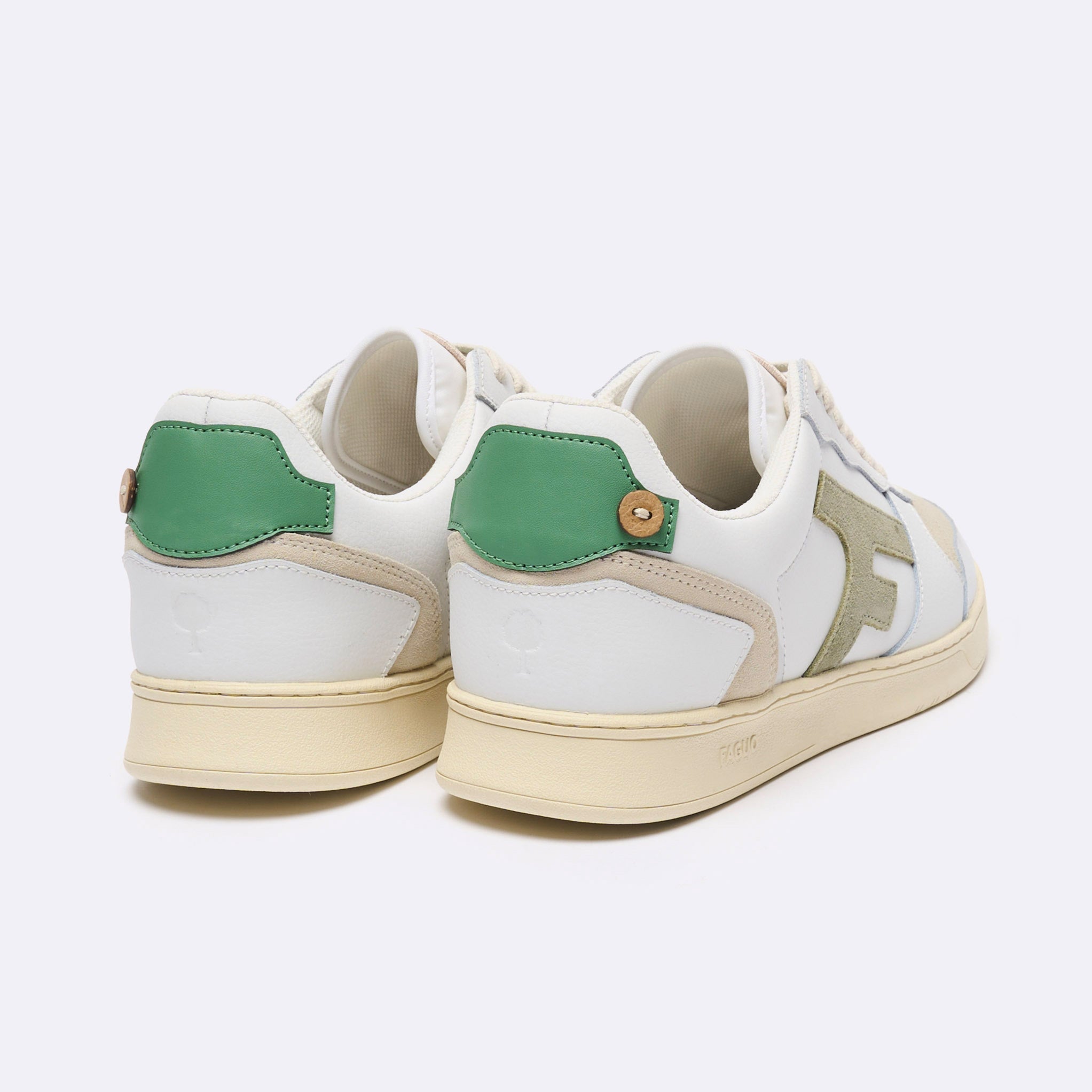 Baskets Basses Blanches & Kaki Clair Hazel - Homme