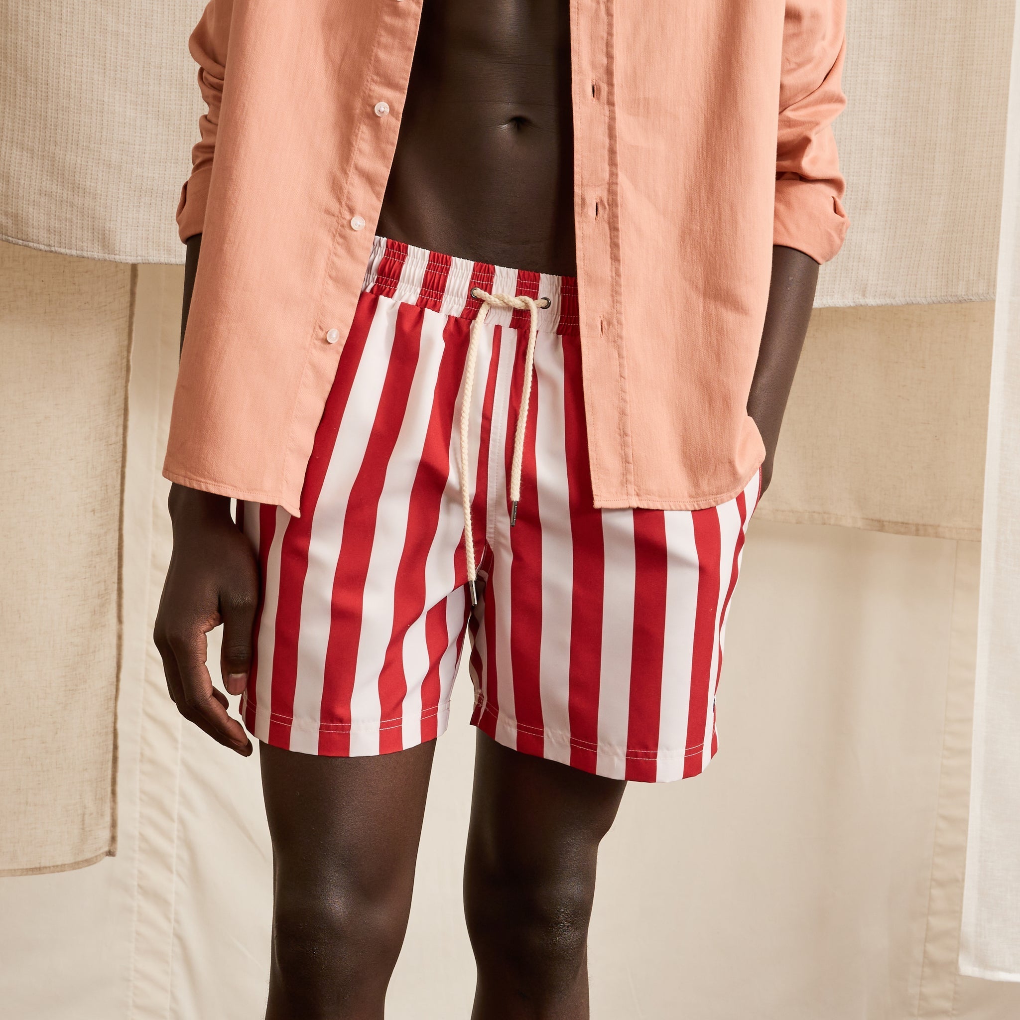 Maillot De Bain Rouge & Crème Mimizan - Homme