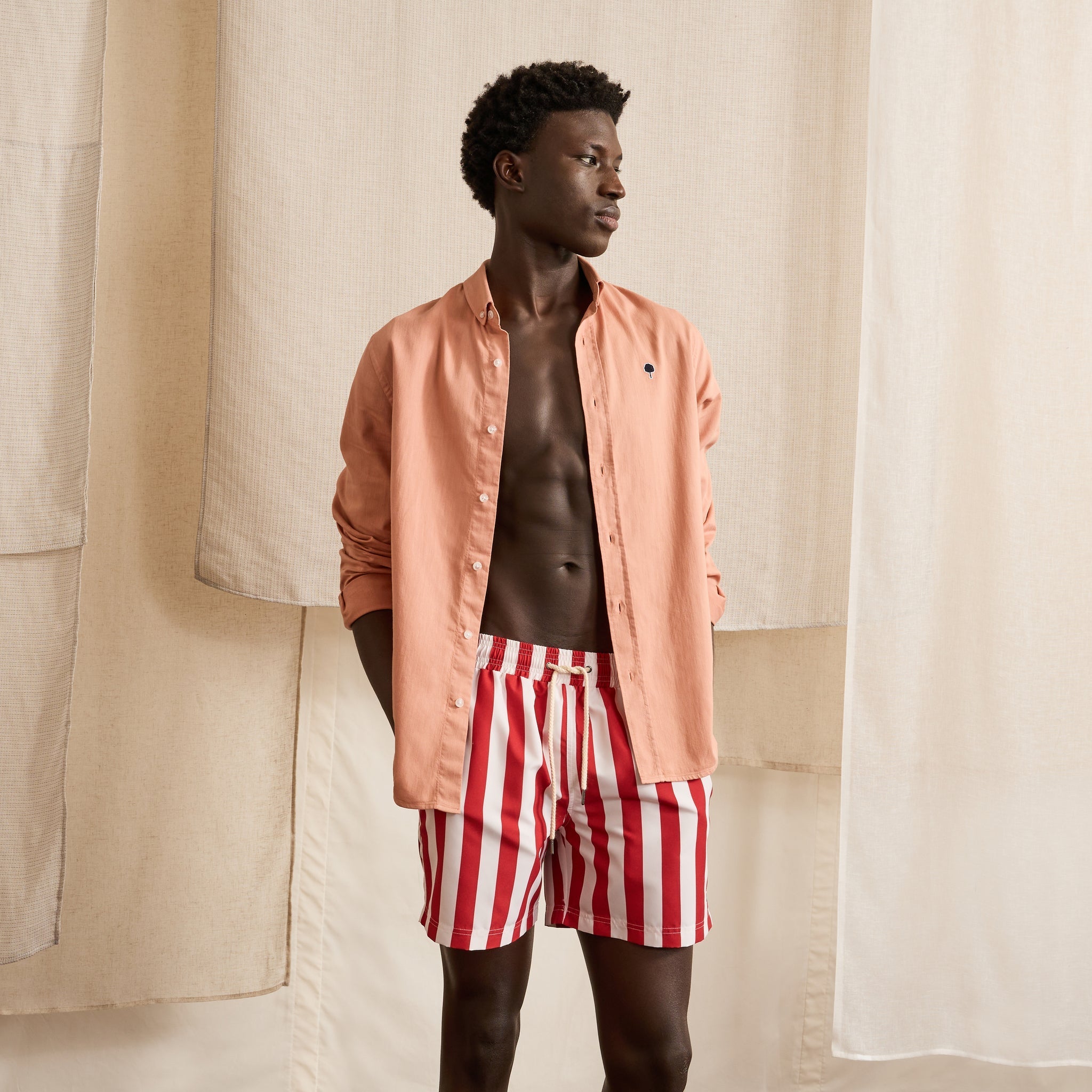 Maillot De Bain Rouge & Crème Mimizan - Homme