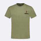 T-Shirt Vert Olive Broderie Sans Pression Arcy - Homme