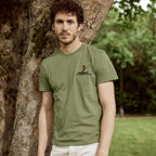 T-Shirt Vert Olive Broderie Sans Pression Arcy - Homme