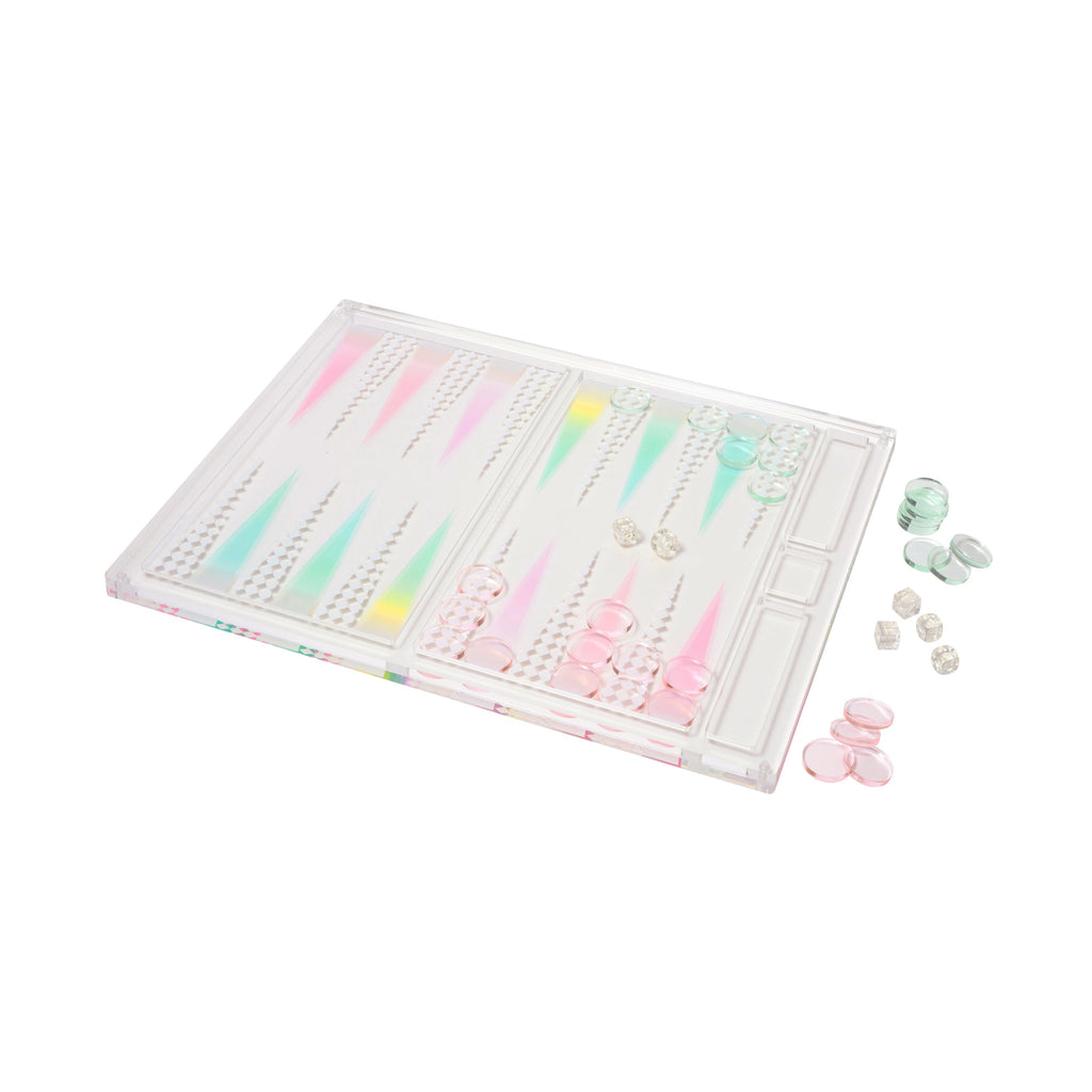 Plateau Jeu Backgammon Crytal Lucite - Multicolore