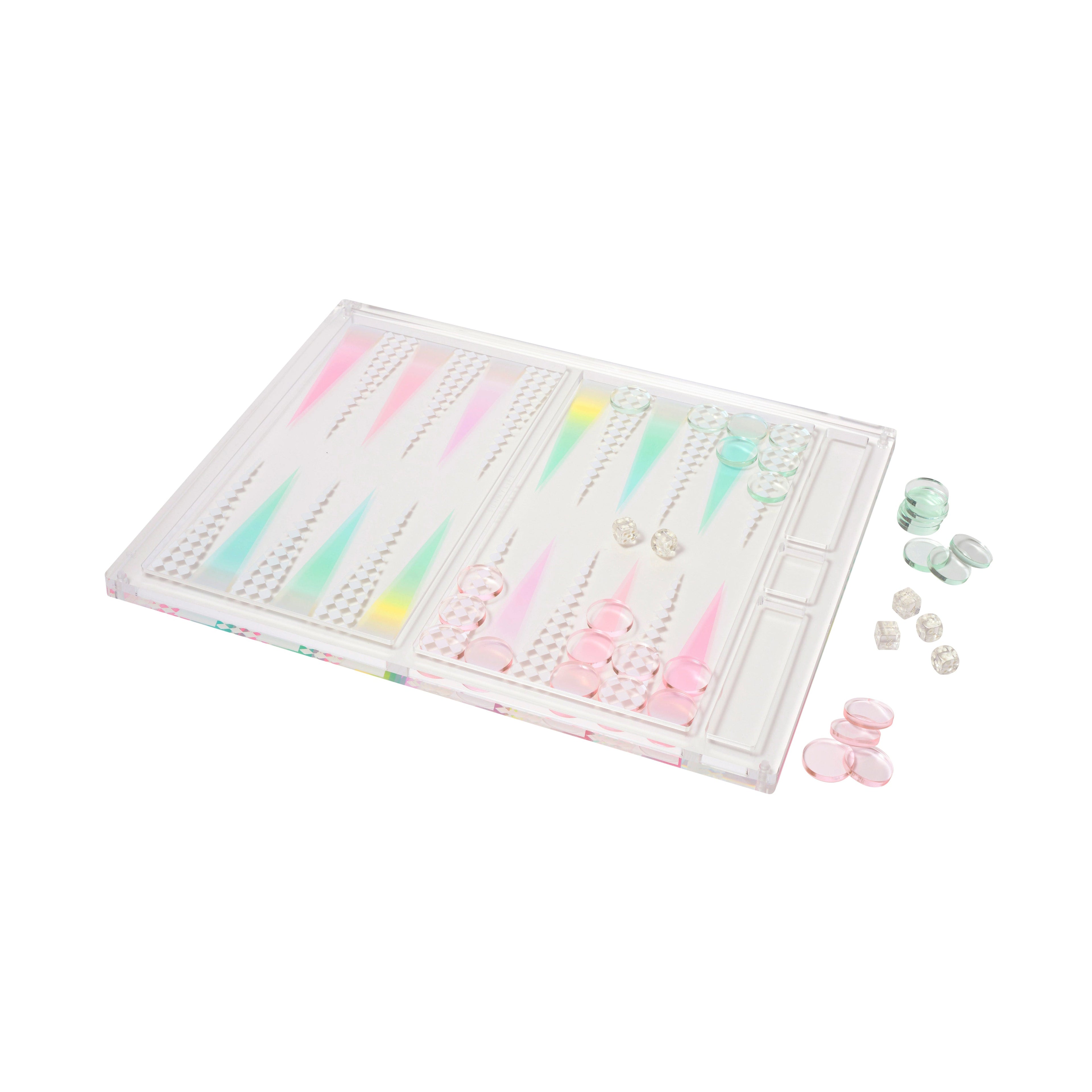 Plateau Jeu Backgammon Crytal Lucite - Multicolore