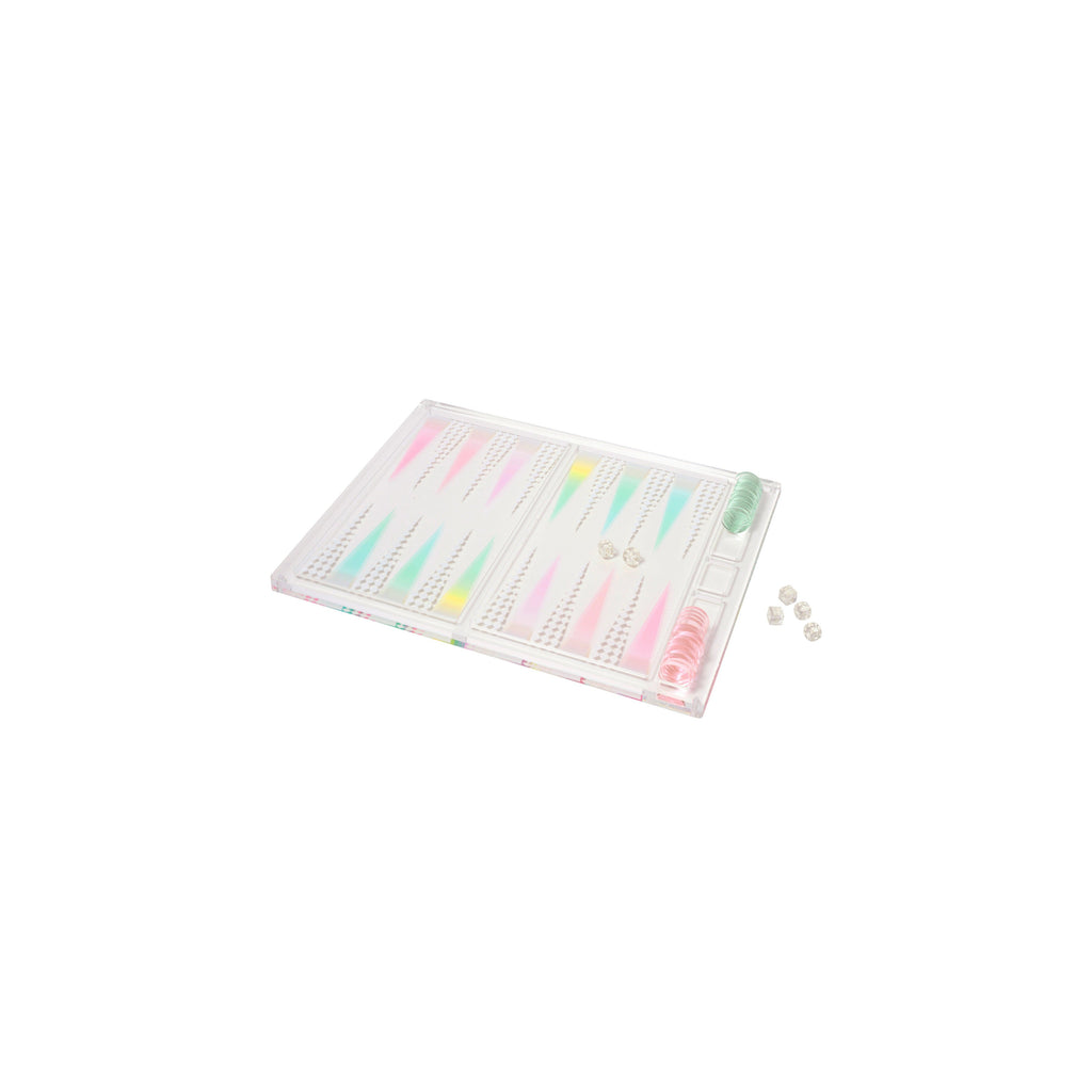 Plateau Jeu Backgammon Crytal Lucite - Multicolore