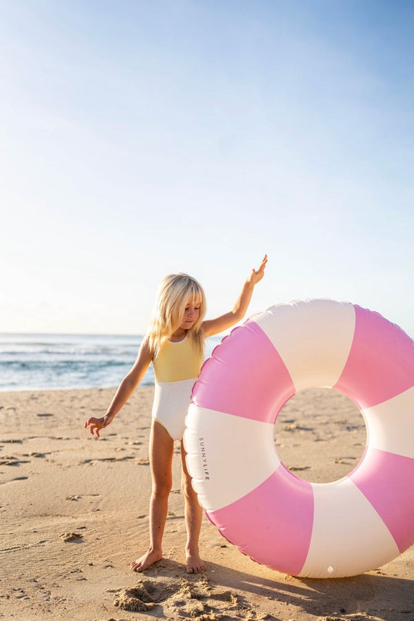 Anneau De Piscine Tube Bubblegum - Rayures Roses